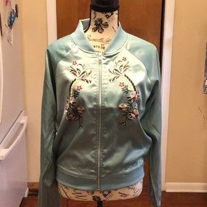 NWT Silky Bomber Jacket Embroidered